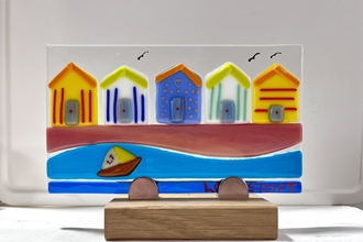 Beach fused glass scene