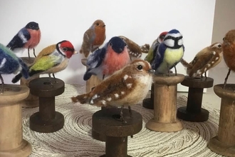 needle felted garden birds