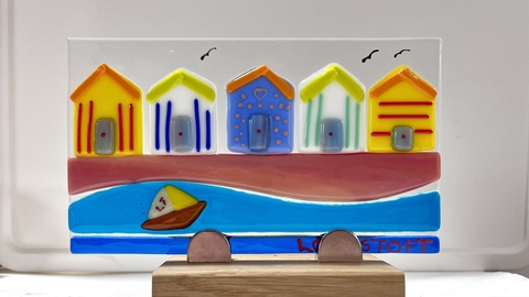 Beach fused glass scene