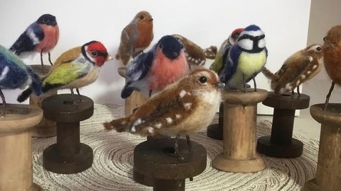 needle felted garden birds