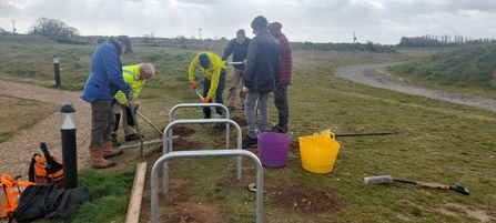 Carlton Marshes volunteers installing new cycle racks - Gavin Durrant