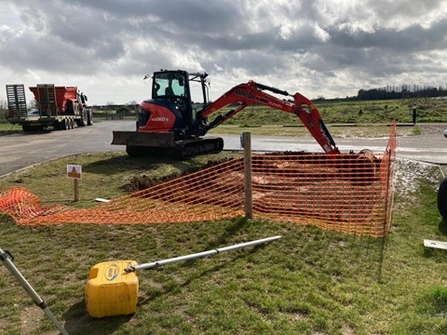 Motorbike parking area under construction at Carlton Marshes, Matt Gooch