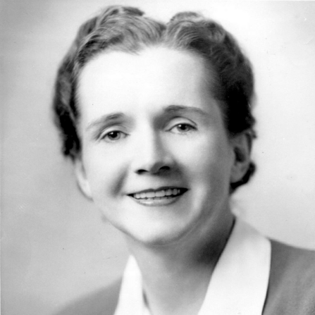 Black and white photo of Rachel Carson