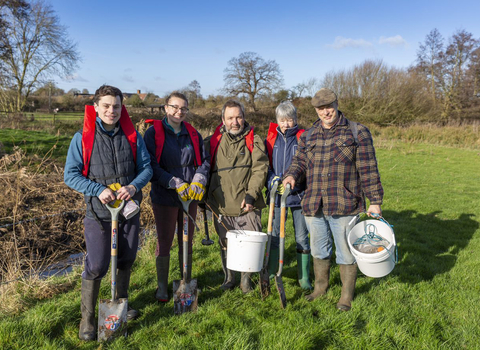 Alice Wickman (second on left) and River Blyth warden volunteers